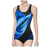 [Ramiter] 競泳水着 レディース ガールズ 水泳 大きいサイズ ジム 競泳 練習用 着痩せ スポーツ風 モノキニ 水着 シンプル スクール水着 高校生 水泳 トレーニング ジム用(L,ブルー)