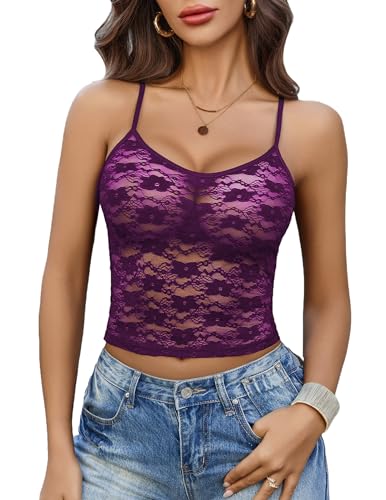 Image of Avidlove Bralettes for Women Lace Spaghetti Strap Camisole Y2k Crop Tops Going Out Tank Tops