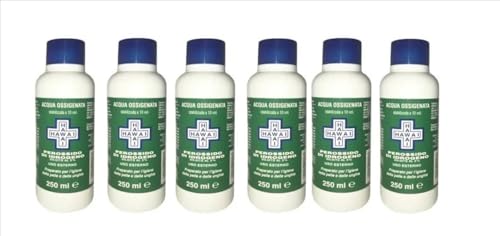 Acqua Ossigenata disinfettante F.U. 3% 10 Volumi con tappo di sicurezza per bambini flacone da 250 ml - 6 PEZZI Made in Italy
