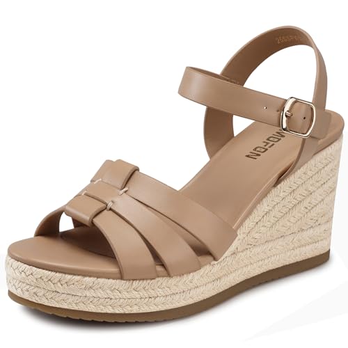 Image of TEMOFON Wedge Sandals for Women Dressy: Platform Wedge Espadrilles Sandals - Comfortable Summer Casual Open Toe Strappy Shoes Size 5-11