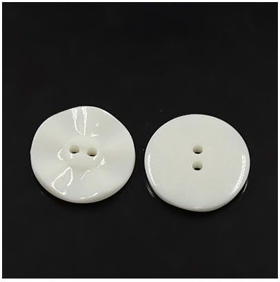 Acrylic Buttons White Round 25mm 2-Hole Pack of 10