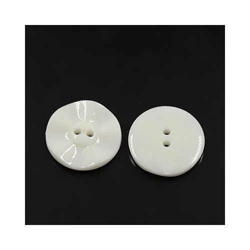 Acrylic Buttons White Round 25mm 2-Hole Pack of 10