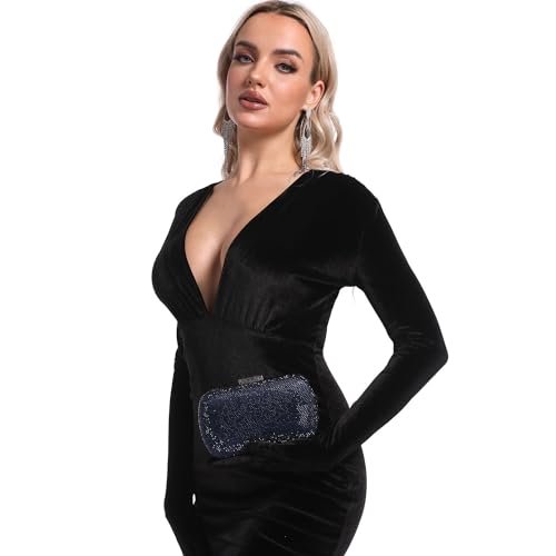 Image of Boutique De FGG Mini Rhinestone Clutch Purse,Evening Bags and Clutches for Women Formal,Crystal Clutch Bag Wedding Handbags