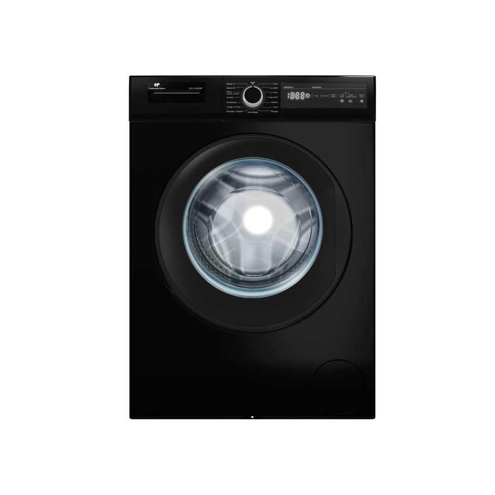 Lave-linge hublot CONTINENTAL EDISON CELL10140IBT - 10kg - Largeur 59,6 cm - Classe A - 1400 trs - moteur induction - noir mat