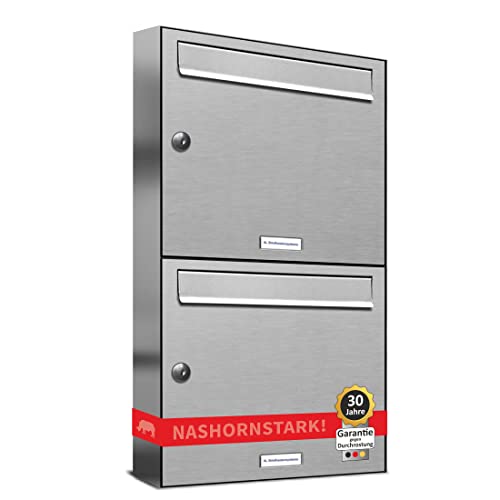 AL Briefkastensysteme 2er Briefkastenanlage Edelstahl, Premium...