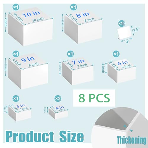 8 Pcs Extra Large Buffet Risers for Buffet Table, Food Display Risers for Dessert Table, Catering Supplies Buffet Display for Display Party with 10 Pcs Signs, Acrylic Cube Display Nesting Risers for Collectibles Jewelry Show