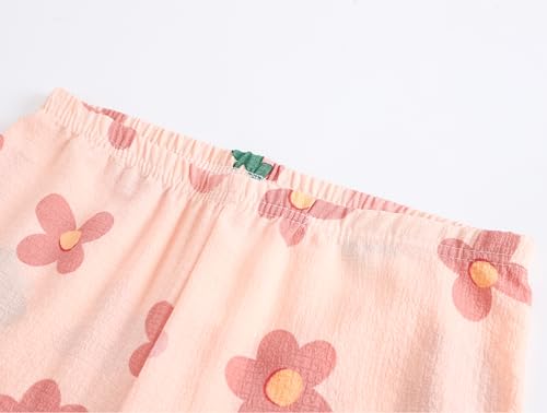 Image of Hupohoi Big Girls Button Down Pajama Set 3pcs Short Sleeve Long Pants with Shorts Crepe Wrinkled Fabric Sleepwear Nighty