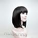 RUISENNA Women Black Bob Wigs Synthetic Yaki Hair Wigs Short Straight wig 100% Heat Resistant Fiber Wigs For African American