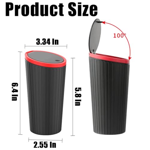 Image of AUCELI Car Cup Holder Trash Can with Lid, Mini Garbage Bin for Auto Door Pocket, Leakproof and Waterproof, Multipurpose Portable Small Storage Organizer, Car Interior Accessories Essential (Red)