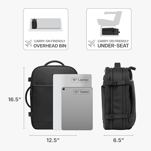 Image of Traveler's Choice Markham 27L Backpack, Expandable, Business, Travel, Work, Office, Camping, Hunting, Fishing, Black, Large