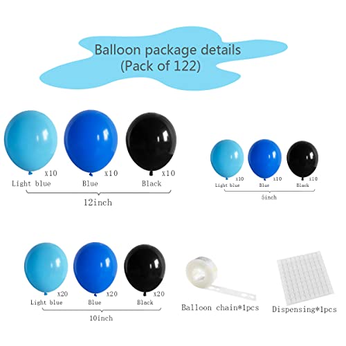 Black Blue Balloon Garland Arch Kit - 122Pcs Matte Black Light Blue Royal Blue Video Game Balloons Strip For Boys Video Gaming Birthday Party Supplies Teens Gamer Fan Level Up Hero Decorations #TOP1