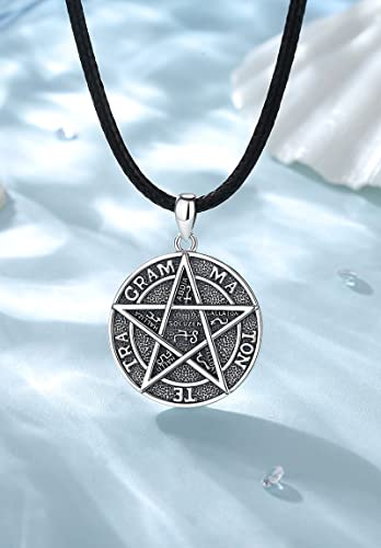 Eudora Sterling Silver Solomon Pentagram Necklace For Women Men, Amulet Energy Tetragrammaton Pendant For Husband Wife Vintage Jewelry Mother's Day Father's Day Gift For Father Mother, 24 Inch #TOP2