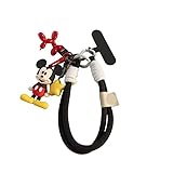 [YRHBZUN] ミッキーマウス スマホ ハンド ストラップ 携帯ストラップ アウトドア スマホ ハンドストラップ リストストラップ 極太で丈夫 オシャレ かわいい 落下防止 紛失防止 全機種対応(ブラック)