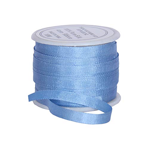 Threadart 100% Pure Silk Ribbon - 3 Sizes - Dozens of Colors - Med Blue - 4mm No. 585