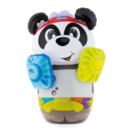 Chicco Panda Boxing Coach, Saco de Boxeo Infantil Inflable Electrónico con Sonidos Divertidos, Base para Rellenar de Agua para Mantener el Saco Equilibrado, Juguete Hinchable Niños 2 Años - 5 Años