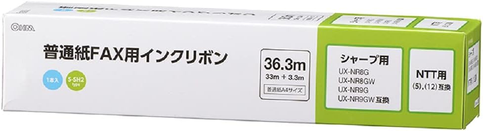 Ohm Electric OAI-FHD36S Plain Paper Fax Ink Ribbon, S-SH2 Type, 12.2 ft (36.3 m)