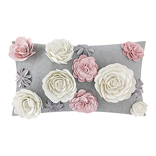 King Rose 3D Flower Throw Pillow Cover Handmade Pillowcase Decorative Cushion Cover Bed Sofa Couch Living Room 12 x 20 Inches Colorful