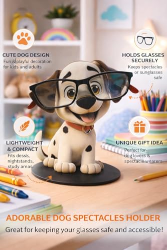 Image of PANAH Cute small dog specs holder | Eyeglass Holder Stand | Cute Cartoon Spectacles & Sunglasses Stand | Desk Organizer & Home Decor | Gift Item for Kids & Adults (Cute Dog Specs Holder)