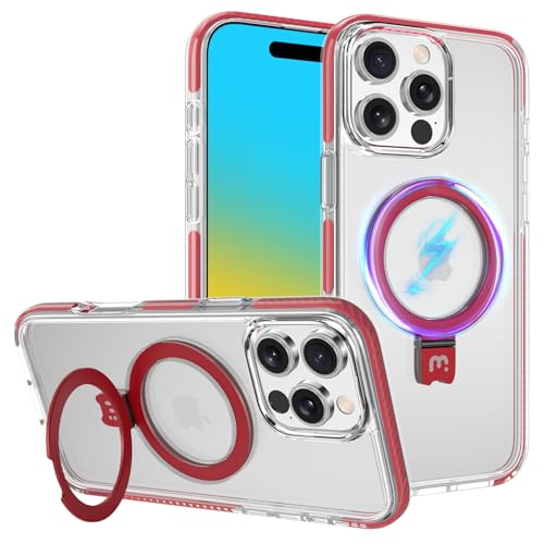 M MYBAT PRO iPhone 16 Pro Max Case [Compatible with Magsafe]/w Magnetic Ring Stand,Lure Series Transparent iPhone 16 Pro Max Bumper Case, Military Shockproof Sturdy Protective Phone Cover 6.