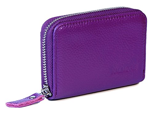 KALMORE Women's Leather RFID Zipper Card Wallet Small Purse with Id Window3