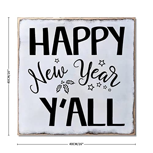 Plaque en bois Happy New Year Yall pour sublimer votre déco de réveillon 40cm