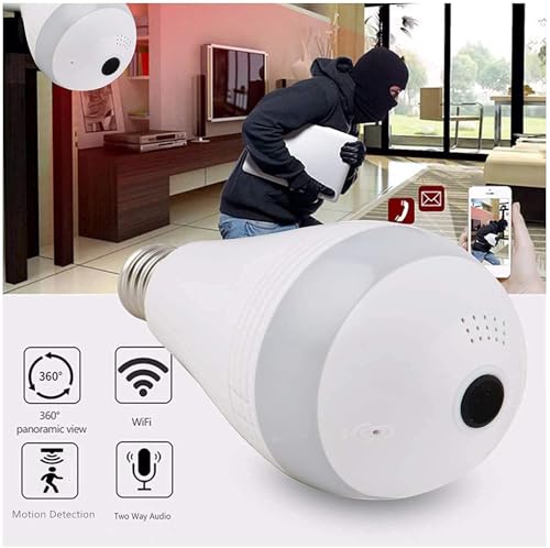 Image of DDLC 3MP Indoor WiFi Light Bulb Camera for Home Security with 360 View | Smart LED Wireless Light Socket Bulb | Motion Detection & Mobile App V380 Pro (Bulb Camera)