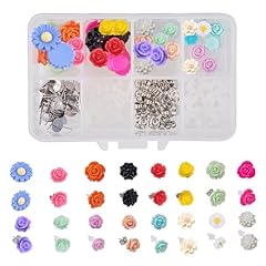 1 Box 16 Pairs Resin Flower Studs Earring Kit