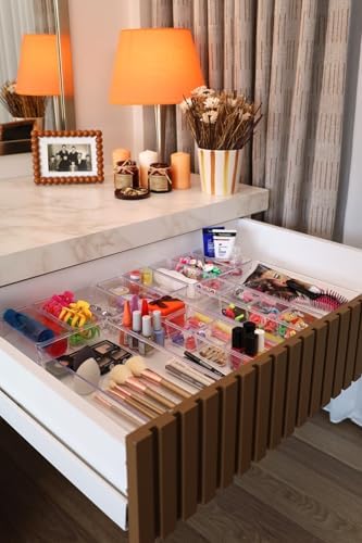 color house 20'li Set Çekmece İçi Düzenleyici Modüler Makyaj Takı Kozmetik Organizer (Sert Plastik) Şeffaf Tek Ebat - Görsel 1