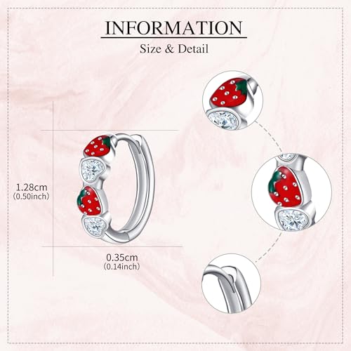 Strawberry Earrings Sterling Silver Strawberry Hoop Earrings Fruit Jewelry Gifts for Women3