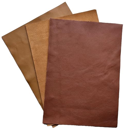 HAPPER STUDIO Tagli in pelle di bufalo italiana, spessore 1,3-1,5 mm, per fai da te, fai da te, fai da te e riparazioni, pannelli di pelle bovina (mix beige, A5 x 6 pezzi)