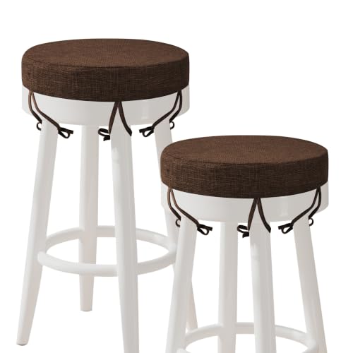 Image of AddGrace Round Bar Stool Cushions with Ties Set of 2 Non Slip Seat Cushions 12x12 Inch Washable Chair Pads Removable Washable Cover Coffee