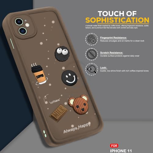 Image of AESTMO Back Case Cover for iPhone 11 Back Cover | Cute Fun Cartoon 3D Ball | Coffee Silicone Case | Full Body Protection | Camera Protection Back Cover for iPhone 11 (Brown)