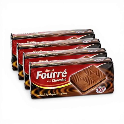 Tunisian Biscuits Snacks variety pack for adults and kids – iconic Chocolate Filled Cookies, Tea Biscuits & Butter Cookies – Mediterranean Breakfast Snack – Gourmet Cookies Gift Box (4 x Fourré 130g)