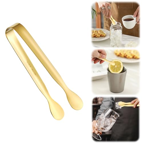 Pince à sucre vintage avec poignée en forme de rose - En acier inoxydable - Pinces à glaçons - Petites pinces à sucre pour thé et café, apéritifs, desserts, cuisine, bar - Doré - 1