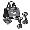 FLEX 24V Brushless Cordless Hammer Drill with Turbo Mode Impact Driver Stacked Lithium Kit with (2) 2.0Ah Stacked Lithium Batteries and 160W Charger Included - FMX202-2K