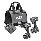 FLEX 24V Brushless Cordless Hammer Drill with Turbo Mode Impact Driver Stacked Lithium Kit with (2) 2.0Ah Stacked Lithium Batteries and 160W Charger Included - FMX202-2K