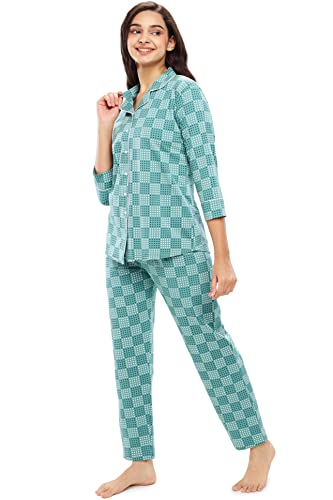 ZEYO Women's Cotton Star & Dot Printed Night Suit Set Of Shirt & Pajama Set 5155