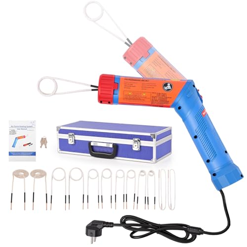 1100W Induktionsheizgerät Handgerät Flammenloser Induction Heater mit 12 Spulen Max. 800C Schraubenlöser für KFZ Reparatur und Metallbearbeitung