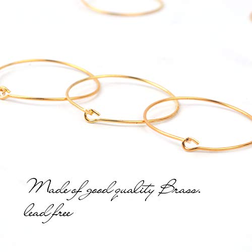 Bronagrand 100 Pieces Gold Wine Glass Charm Rings Earring Hoops 25Mm #TOP2
