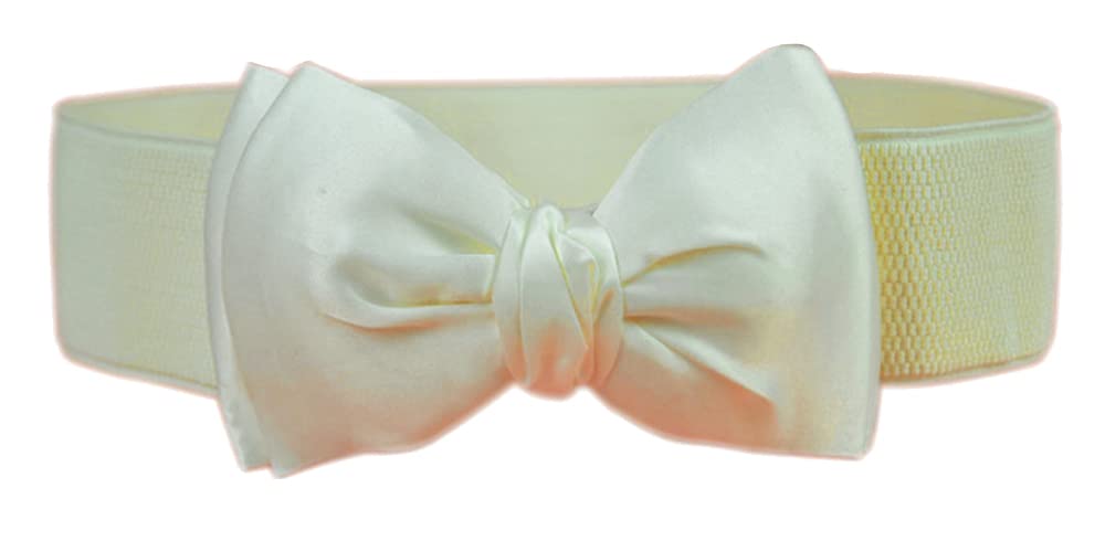 Elastic Stretch Corset Waist Belts Wide Bow-Knot Dress for Womens Girls Beige