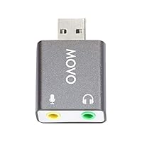 Movo USB-AC1 3.5mm TRRS Microphone to USB 2.0 Stereo Digital Audio Converter - USB Sound Card Adapter for Computer or Laptop - Convert USB Input to 3.5mm TRRS Headphone or Mic Jack
