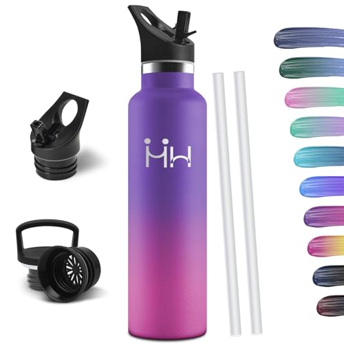 HoneyHolly Botella Agua Acero Inoxidable, 1000ML Reutilizable Sin BPA, Botella Agua Termica, Botella Agua, Aislamiento Al Vacío de Doble Pared, Termos, Cantimplora para Adultos, Deporte