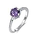 BCughia Bague, Bague Universitaire Américaine Argent Sterling Mauve Oxyde de Zirconium Coeur Flèche Six Griffes La Saint-Valentin Bague Taille 59
