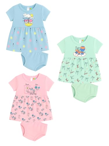 Image of Kuchipoo Baby Girls 100% Cotton Frock and Panty Set - Pack of 3
