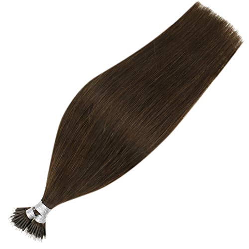 Nano Bead Hair Extensions,14 Inch 50g 50 Strands Dark Brown Nano Ring Hair Extensions Natural Straight Nano Tip Remy Human Hair Extensions for Women