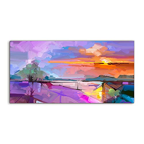 Tableau en verre acrylique mural haut de gamme 100x50cm motif paysage abstrait contemporain
