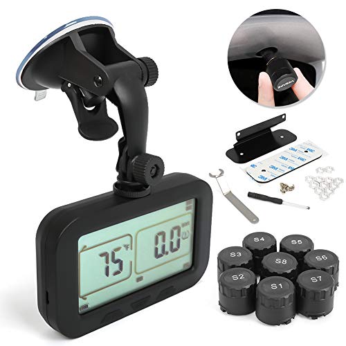 TPMS, Wireless Tire Pressure Monitoring System for RV, Trailer, Coach, Motor Home, Fifth Wheel, with 8 Anti-Theft sensors