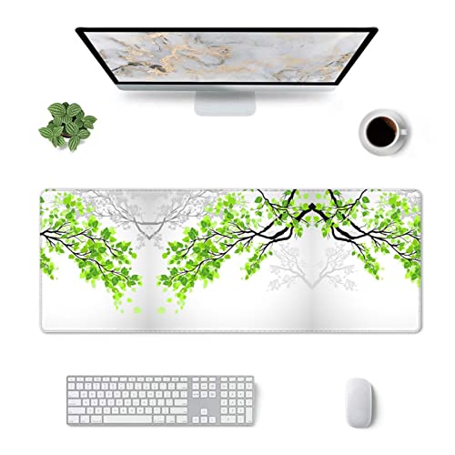 Tapis de souris grand format imperméable feuilles blanches et vertes - 6
