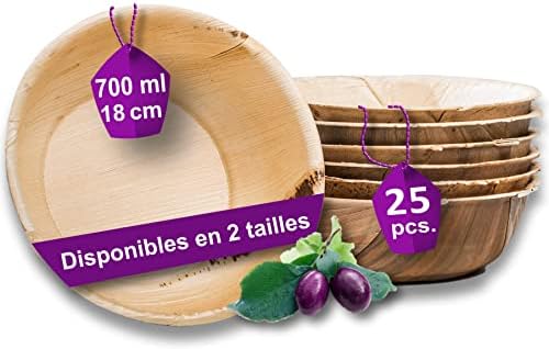 BIOZOYG Lot De 10 Bols En Feuille De Palmier 3000 Ml - Vaisselle Jetable Compostable - Assiettes Creuses Soupe Et Salade