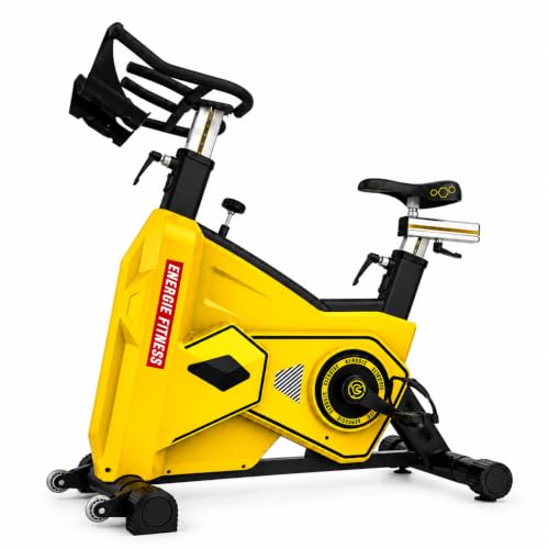 Image of Transformer Spinning Bike FB-5817 | 26kg Flywheel Indoor Exercise Cycle for Home & Gym, Adjustable Seat & Handlebars, Friction Resistance, Heavy-Duty 200kg User Capacity (Yellow)